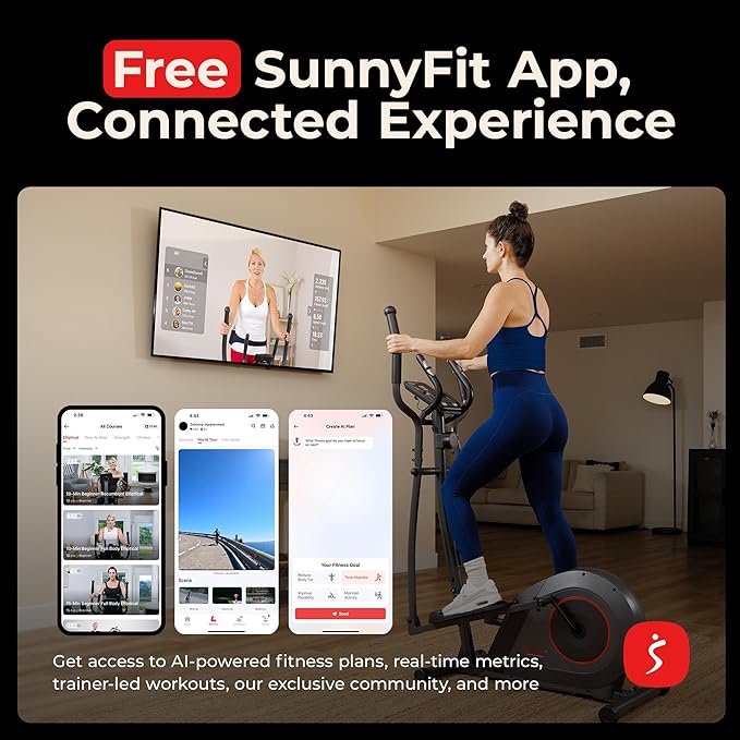 Sunny Health & Fitness Smart Upright Elliptical w/Pulse Sensor Built-in - Image 3