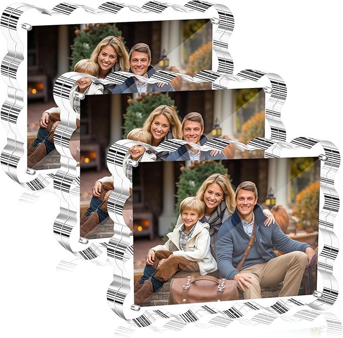 Aheroi 4x6 Acrylic Picture Frames, 3 Pack Clear Scalloped Acrylic Photo Frame by Aheroi