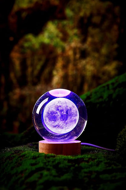 3D Moon Crystal Ball Lamp, 3.15 inch Crystal Ball Night Light - Image 6