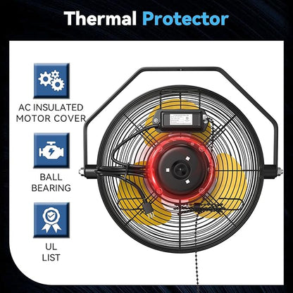 Fanqiebros 12 IN High Velocity Wall Mount Fan, 3 Speed Industrial Wall Fan - Image 7