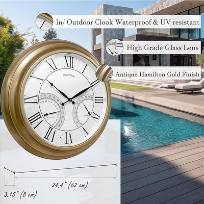 FOUNTAIN DESIGNS 24 Inch in/Outdoor Wall Clock - Image 2