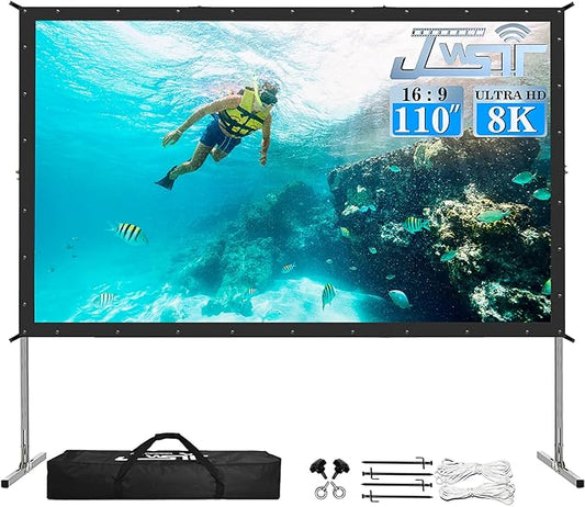 Projector Screen and Stand, JWSIT 110 inch Outdoor Movie Screen-Upgraded 3 by JWSIT