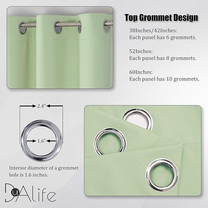 DUALIFE Light Green Blackout Curtains - Image 3