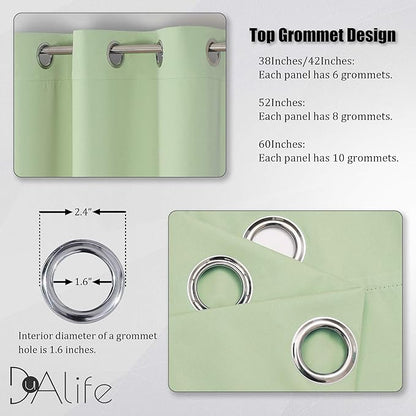 DUALIFE Light Green Blackout Curtains - Image 3