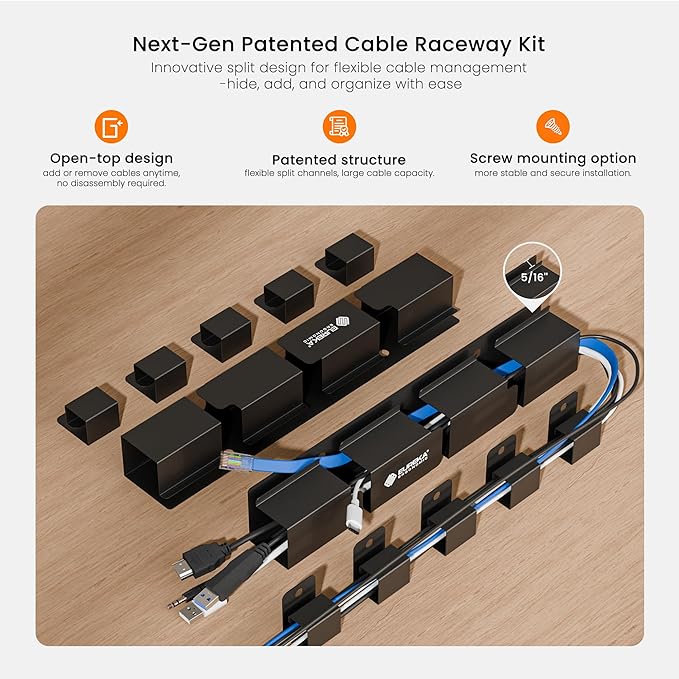 EUREKA ERGONOMIC Metal 316 PCS Cable Management Organizer Kit Cable Raceways - Image 3