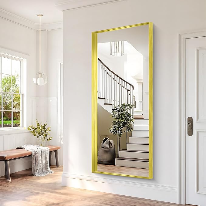 Gold Bathroom Mirror, 72x30 Inch Rectangular Framed Mirror, Large Wall Mounted - Image 4