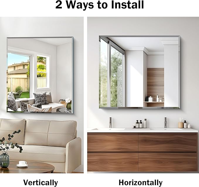 CILIBER Beveled Bathroom Mirror, 36x40 Inch Large Bathroom Mirrors - Image 7
