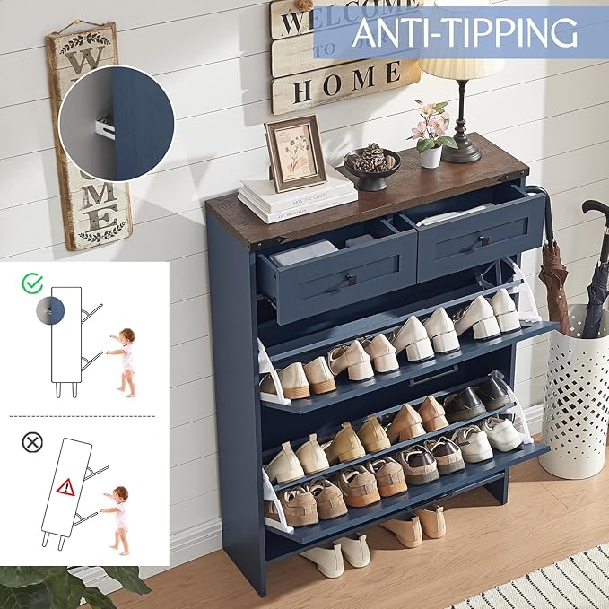 Shoe Storage Cabinet, Farmhouse Shoe Organizer - Image 5