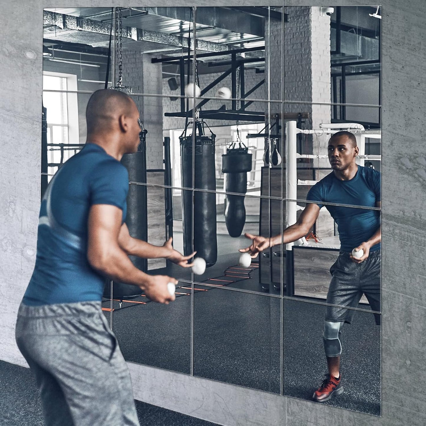 EVENLIVE® Gym Mirrors for Home Gym Self-Adhesive Tiles 16-Pack 12x12inch | Real glass wall tiles, frameless Home gym accessory for doors, ceilings, candle trays, wedding centerpieces Stick-on design
