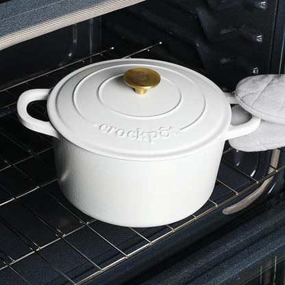 Crock-Pot Artisan 7-Quart Round Dutch Oven – Matte Linen White - Image 3