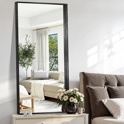 CIRCUMI Black Bathroom Mirror, Brushed Finish, Tempered Glass, Large Mirror - Image 5
