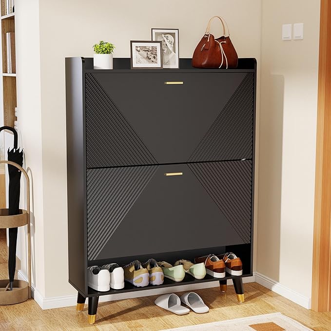 Shoe Cabinet Storage for Entryway, Shoe Organizer Cabinet Flip Drawers Narrow - Image 9