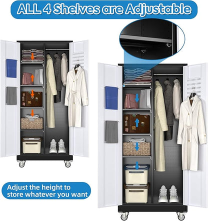 SUXXAN Broom Closet Storage Cabinet, Metal Cabinets - Image 5