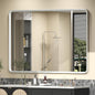 44x36 Inch Silver Framed Mirror, Brushed Nickel, Rounded Rectangle Mirror by GOLOMO