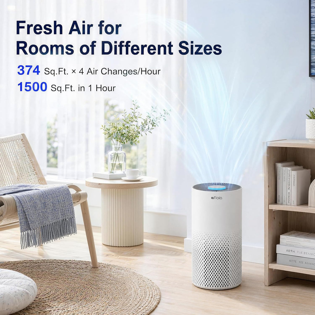 afloia air purifier for home bedroom large room shown in use