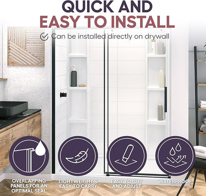 White Acrylic Shower Wall Surround 36"x 60"x 80" - Image 5