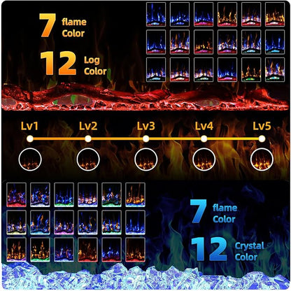 72'' Luxury Electric Fireplace – Wall Mounted & Recessed, Ultra-Slim Design - Image 2