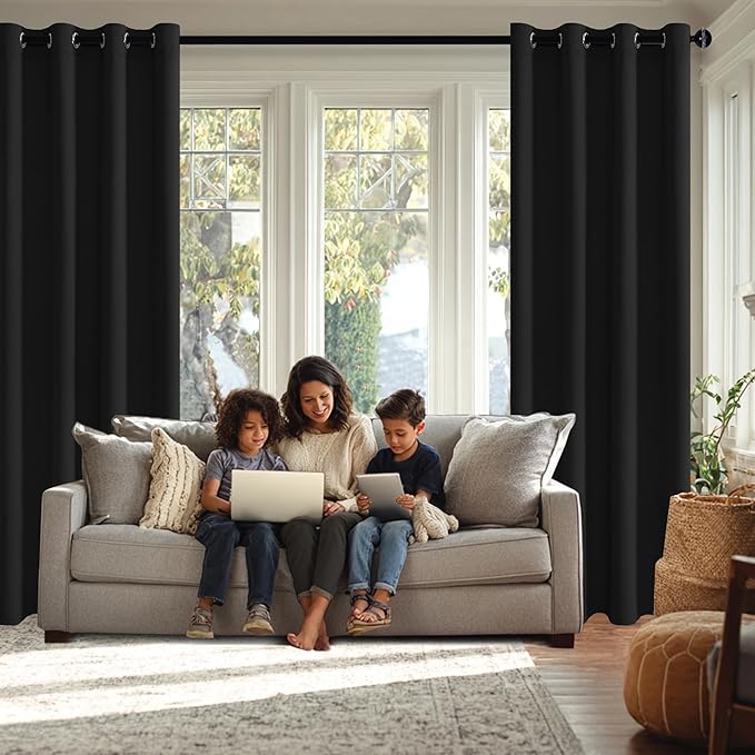 JIUZHEN Black Blackout Curtains - Image 3