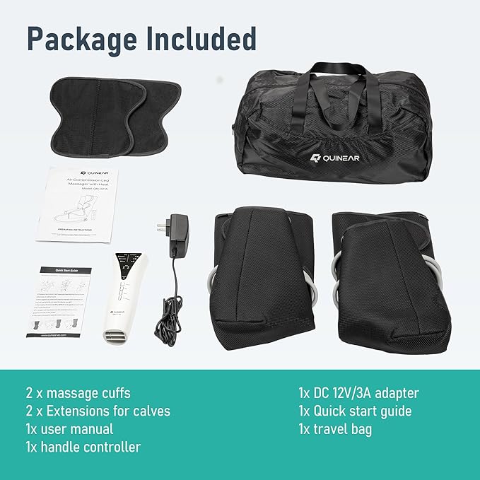 QUINEAR Leg Massager with Heat and Air Compression, Foot and Calf Massager - Image 8