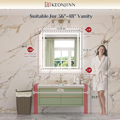 Keonjinn 36" x 36" Square Bathroom Mirror - Image 2