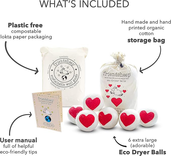 Friendsheep Wool Dryer Balls, Organic Reusable Fabric Softener Alternative - Image 4