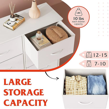 WLIVE White Dresser for Bedroom, 6 Drawer Double Dresser, Fabric Storage Tower - Image 5