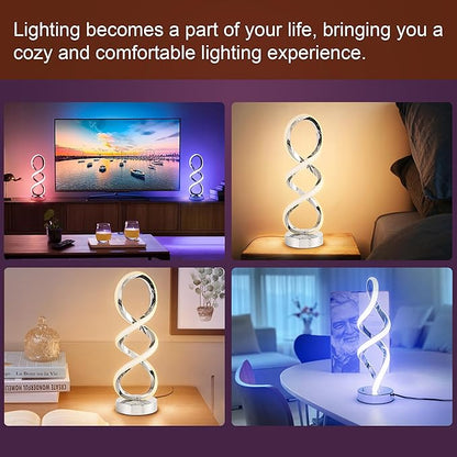 Modern Spiral RGB Table Lamp, Touch Dimmable Bedside Lamp, 7 Colors 10 Light - Image 5