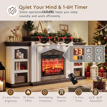 LGHM 80" Fireplace TV Stand for TVs Up to 90 Inch, Electric Fireplace - Image 7