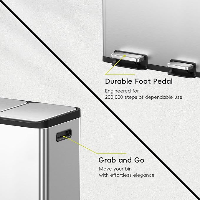 EKO EcoCasa Stainless Steel Dual Step Trash Can - Image 9