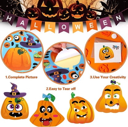 NOVWANG 32 Sheets Halloween Stickers to Make a Pumpkin Face Pack | Paper Material, Kids Party Favors and Activities, DIY Pumpkin Craft Decorations, 32 Sheets Treats Gifts Stickers