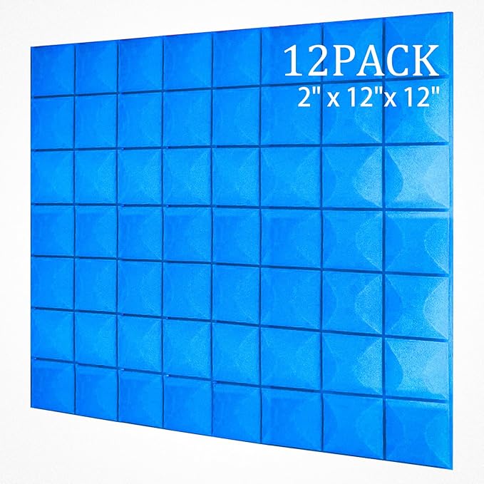 Acoustic Foam Panels 12 Pack 2" x 12"x 12" High Density Soundproofing by Saiqiang