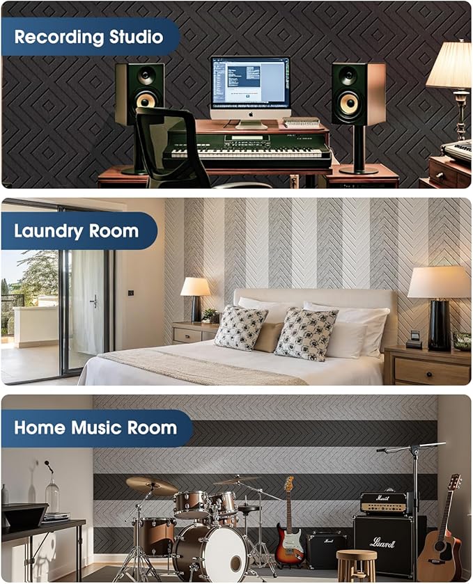 Woovio Sound Proof Foam Panels for Walls, 12 Pack Self-Adhesive Acoustic Panels - Image 7