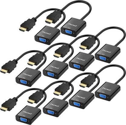 Moread HDMI to VGA, 10 Pack, Uni-Directional Gold-Plated HDMI to VGA Adapter by MoreadDirect