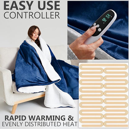 Heated Blanket Electric Luxurious Fleece Queen Blanket, 9 Heat Settings & 12H - Image 3