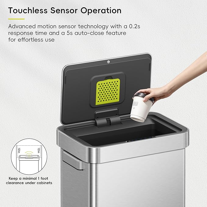 EKO Deluxe Mirage-T 50 Liter / 13.2 Gallon Touchless Rectangular Motion Sensor - Image 5
