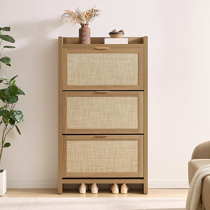 SICOTAS Rattan Shoe Storage Cabinet - Image 2