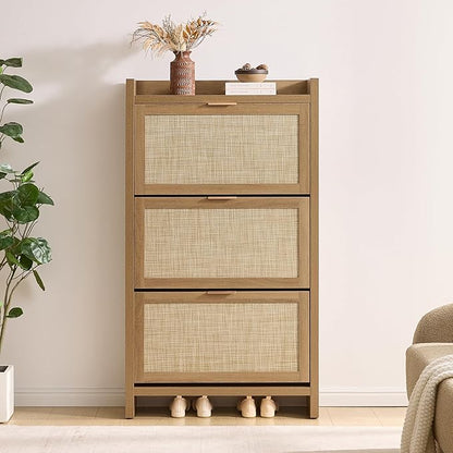 SICOTAS Rattan Shoe Storage Cabinet - Image 2
