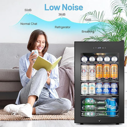 Beverage Refrigerator Cooler, 17 Inch 120 Cans Freestanding Mini Fridge - Image 5