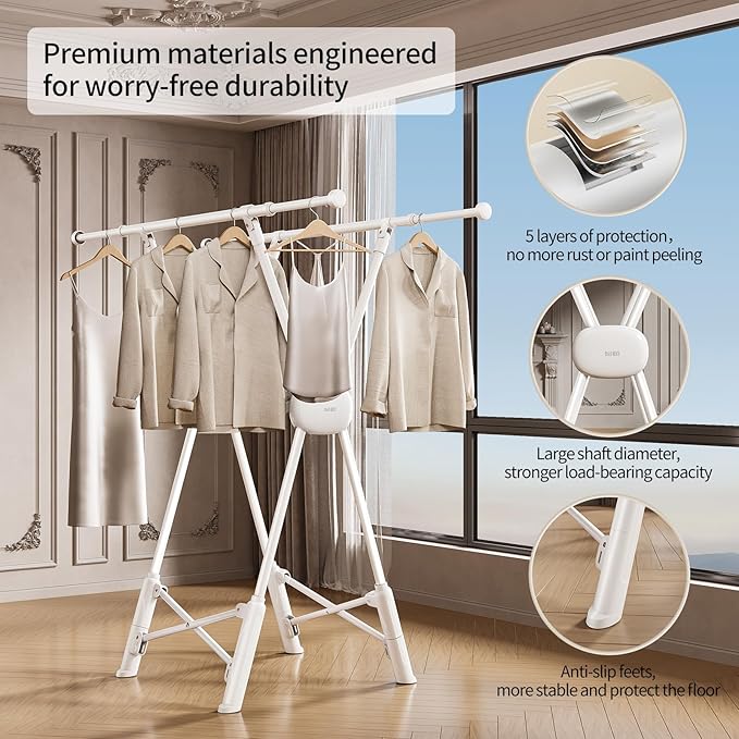 BIREN Clothes Drying Rack Heavy Duty Clothing Racks Foldable Laundry Rack Two - Image 5
