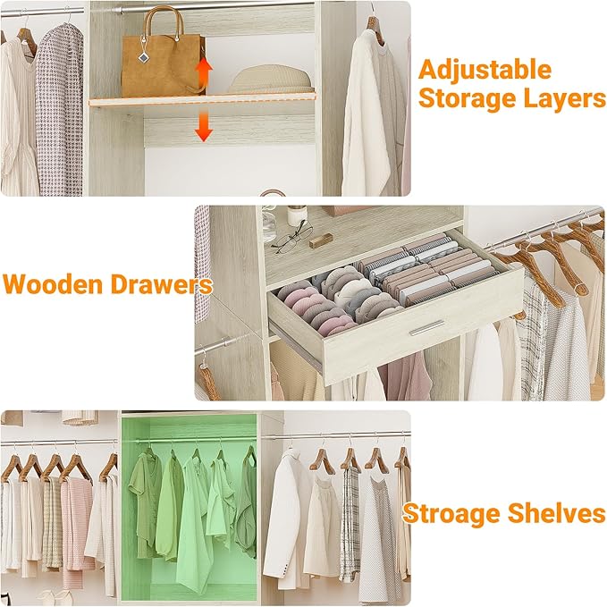 Unikito 96” Closet System, 8FT Walk in Closets Organizer Kit - Image 4