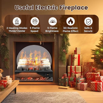 21" Freestanding Electric Fireplace Log Set - Image 5