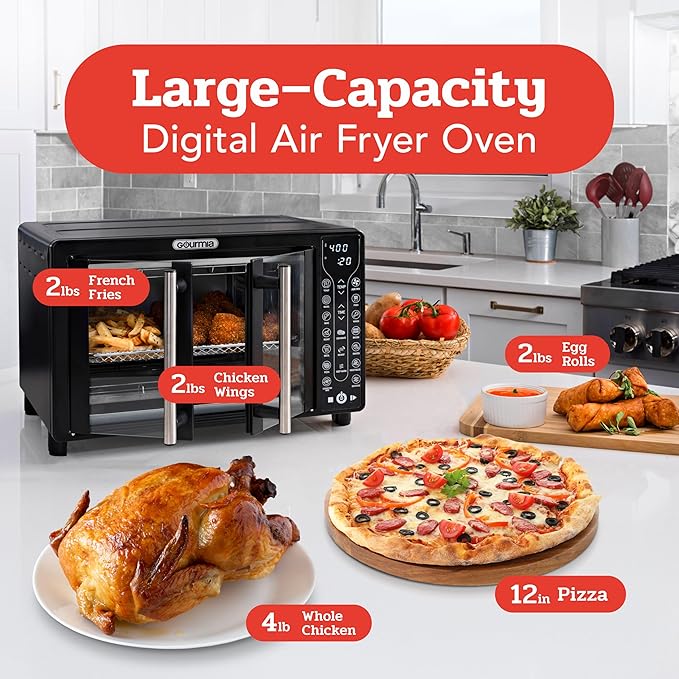 Gourmia Toaster Oven Air Fryer Combo 17 cooking presets 1700W french door - Image 2