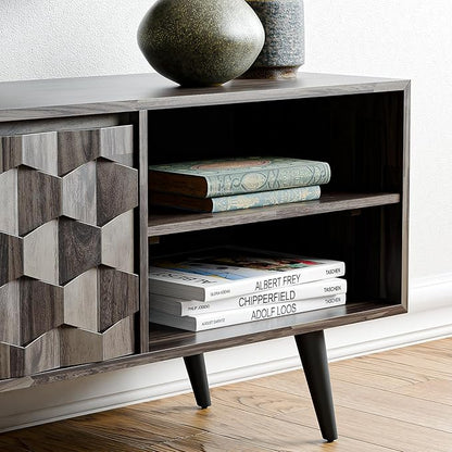 Bme Georgina 65-Inch Solid Acacia Wood TV Stand, Quick Assembly Entertainment - Image 3