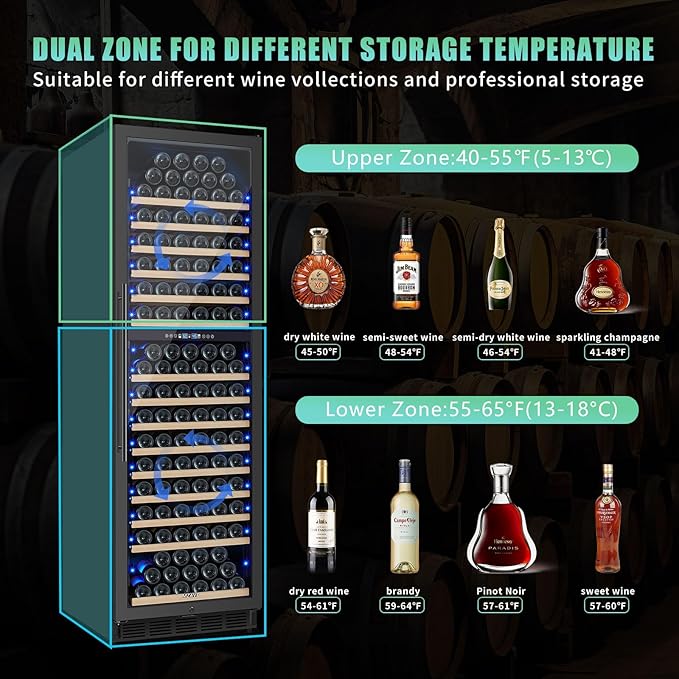 200 Bottle Dual Zone Wine Fridge, 24 Inch Large Wine Cooler Refrigerator - Image 2