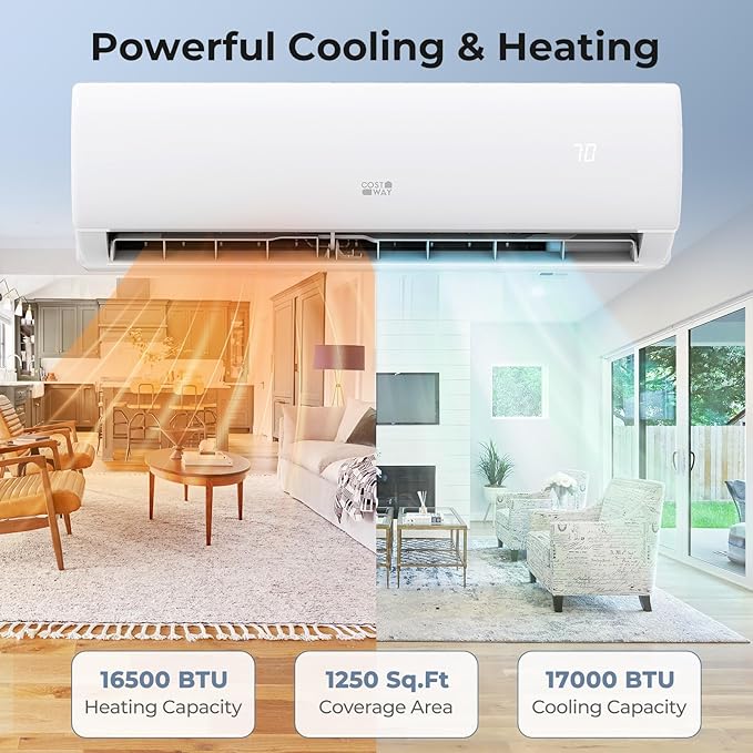 COSTWAY 17000 BTU Mini Split Air Conditioner, 208/230V 17 SEER2 Wifi Enabled - Image 3