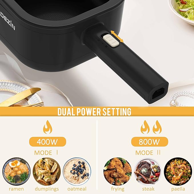 Dezin 2L Electric Hot Pot with Steamer, Rapid 800W Non-Stick Ceramic Coating - Image 5