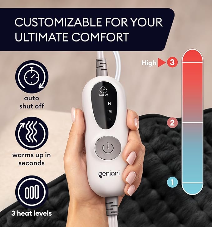 GENIANI Electric Heating Pad for Back Pain & Cramps Relief, Electric Throw - Image 3