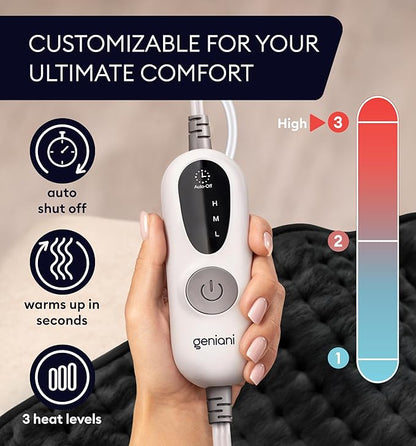 GENIANI Electric Heating Pad for Back Pain & Cramps Relief, Electric Throw - Image 3