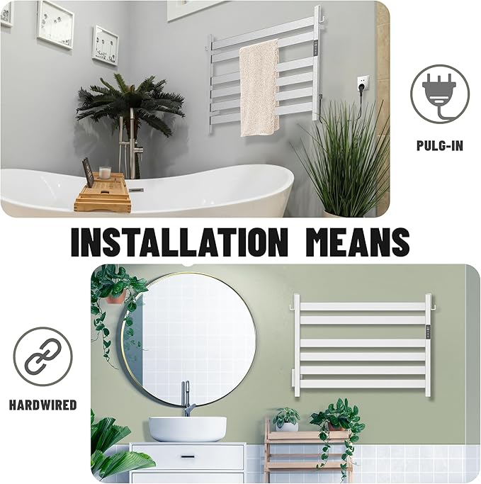 K&KALONZO Towel Warmer for Bathroom, Wall-Mounted 6-Bar Heated Towel Rack - Image 4