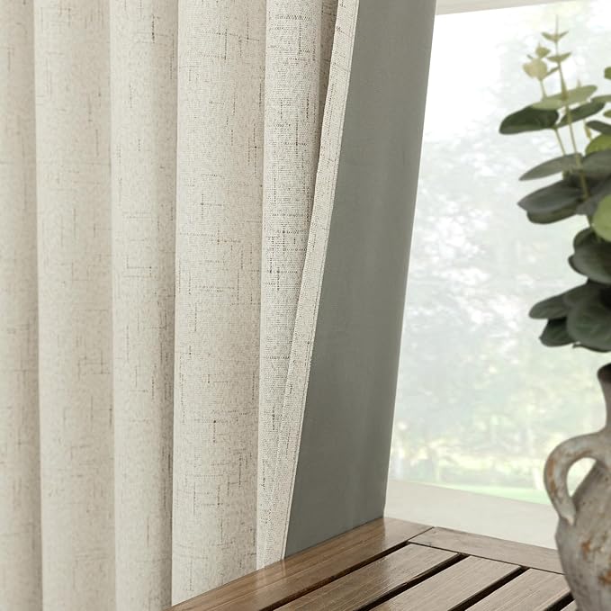 KOUFALL Large Window Apartment Curtains Blackout Linen Pleated 11 FT 11FT Tall - Image 5